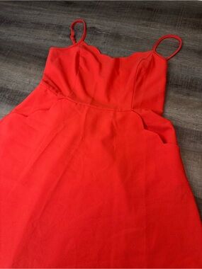 Market & Spruce Coral Cutout Back Spaghetti Strap Mini Dress Scallop Shell L